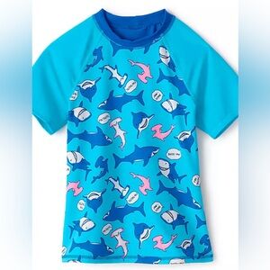 Lands End Girls Print Mock neck Rashguard Swim Top